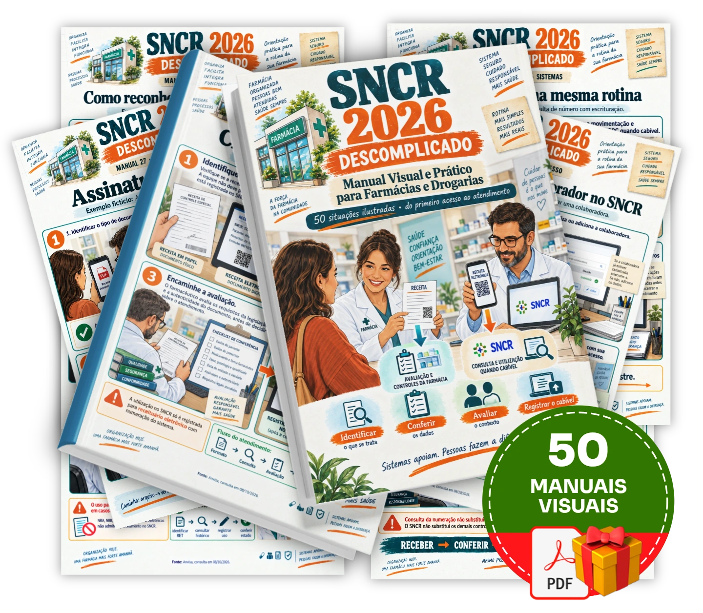 50 Manuais visuais para Entenda o SNCR 2026 e orientar a equipe sobre responsabilidades na rotina da farmácia.